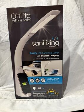 Purify LED Sanitizing Lamp with Wireless Charging - White